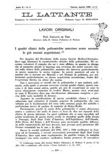 Il lattante periodico mensile di fisiopatologia, igiene e difesa sociale del bambino nel primo biennio di vita