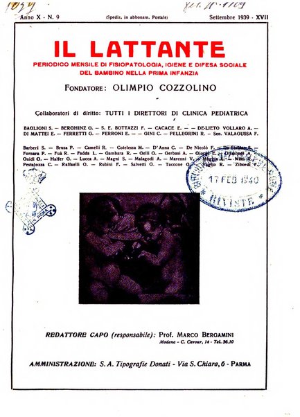 Il lattante periodico mensile di fisiopatologia, igiene e difesa sociale del bambino nel primo biennio di vita