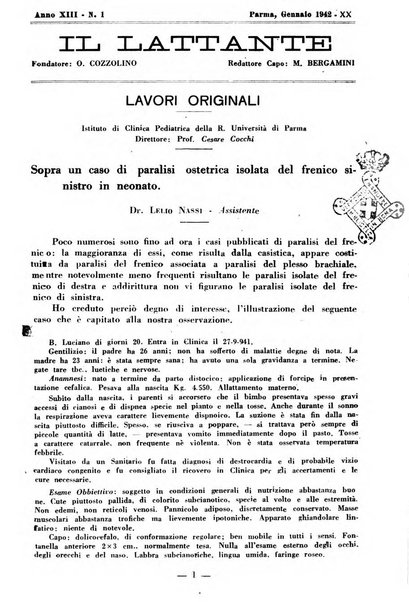 Il lattante periodico mensile di fisiopatologia, igiene e difesa sociale del bambino nel primo biennio di vita