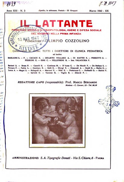 Il lattante periodico mensile di fisiopatologia, igiene e difesa sociale del bambino nel primo biennio di vita