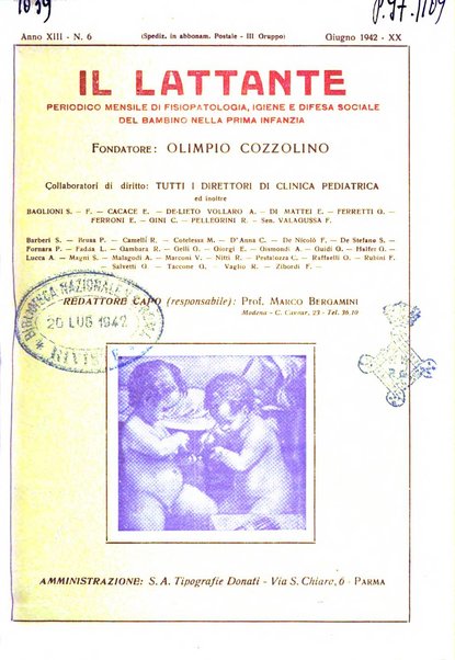 Il lattante periodico mensile di fisiopatologia, igiene e difesa sociale del bambino nel primo biennio di vita