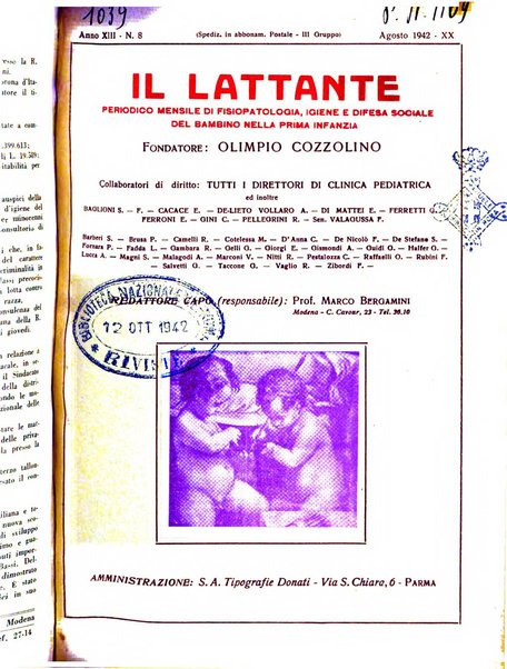 Il lattante periodico mensile di fisiopatologia, igiene e difesa sociale del bambino nel primo biennio di vita