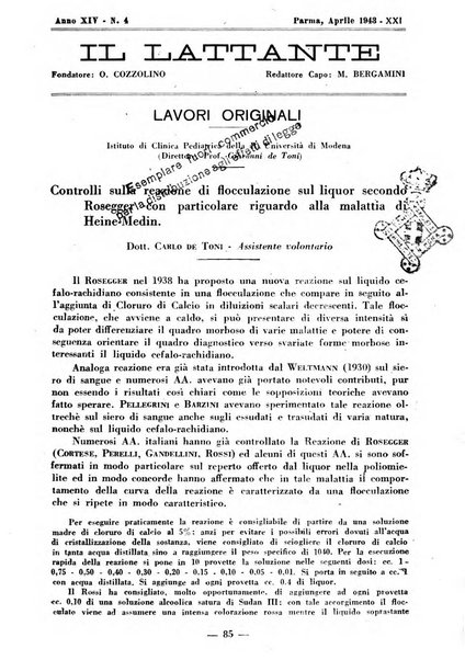 Il lattante periodico mensile di fisiopatologia, igiene e difesa sociale del bambino nel primo biennio di vita