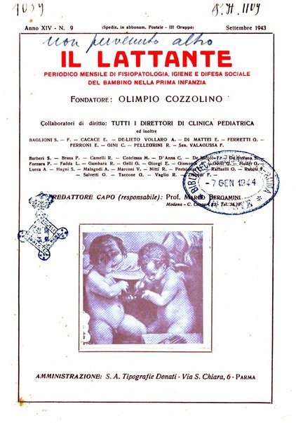 Il lattante periodico mensile di fisiopatologia, igiene e difesa sociale del bambino nel primo biennio di vita