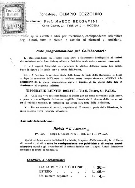 Il lattante periodico mensile di fisiopatologia, igiene e difesa sociale del bambino nel primo biennio di vita