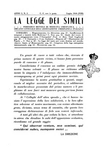 La legge dei simili periodico mensile di medicina omiopatica