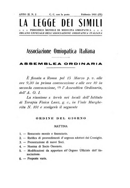 La legge dei simili periodico mensile di medicina omiopatica