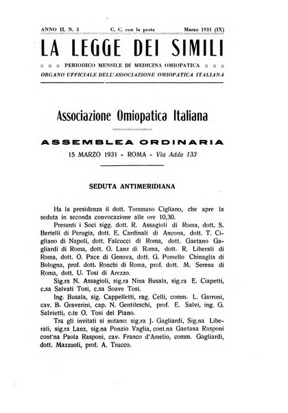 La legge dei simili periodico mensile di medicina omiopatica