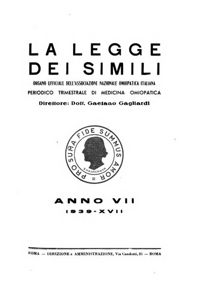 La legge dei simili periodico mensile di medicina omiopatica