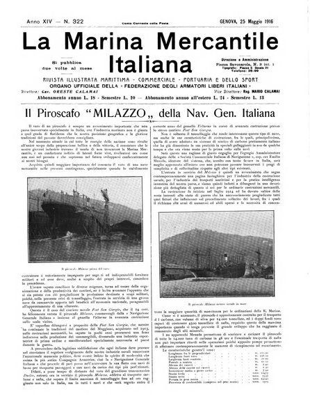 La marina mercantile italiana rivista illustrata della marina mercantile, militare e dello sport nautico