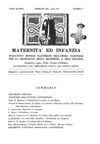 Maternità e infanzia bollettino mensile illustrato dell'Opera nazionale per la protezione della maternità e dell'infanzia