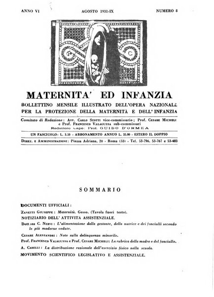 Maternità e infanzia bollettino mensile illustrato dell'Opera nazionale per la protezione della maternità e dell'infanzia