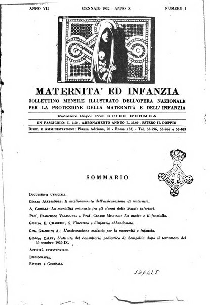 Maternità e infanzia bollettino mensile illustrato dell'Opera nazionale per la protezione della maternità e dell'infanzia