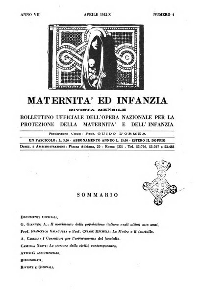 Maternità e infanzia bollettino mensile illustrato dell'Opera nazionale per la protezione della maternità e dell'infanzia