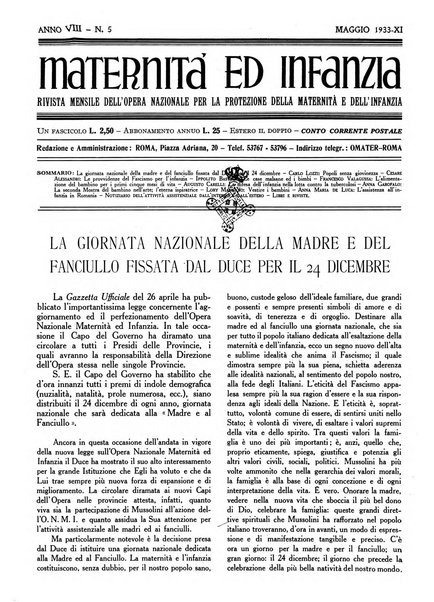 Maternità e infanzia bollettino mensile illustrato dell'Opera nazionale per la protezione della maternità e dell'infanzia