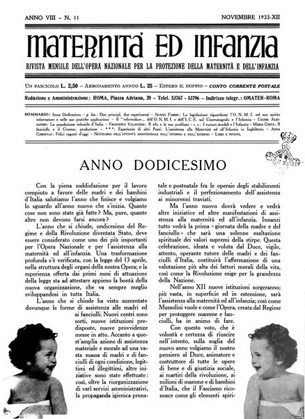 Maternità e infanzia bollettino mensile illustrato dell'Opera nazionale per la protezione della maternità e dell'infanzia