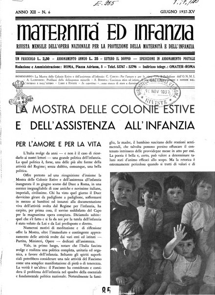 Maternità e infanzia bollettino mensile illustrato dell'Opera nazionale per la protezione della maternità e dell'infanzia