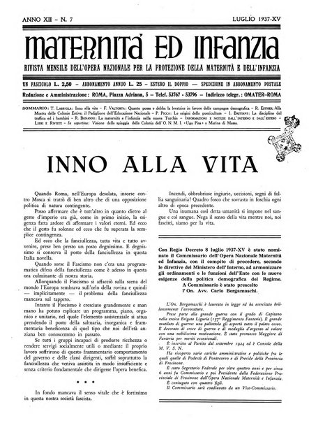 Maternità e infanzia bollettino mensile illustrato dell'Opera nazionale per la protezione della maternità e dell'infanzia