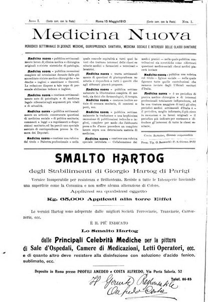 Medicina nuova periodico settimanale di scienze mediche, giurisprudenza sanitaria, medicina sociale e interessi delle classi sanitarie