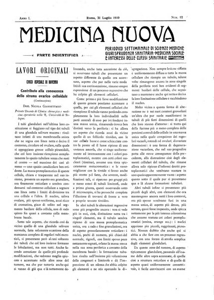 Medicina nuova periodico settimanale di scienze mediche, giurisprudenza sanitaria, medicina sociale e interessi delle classi sanitarie