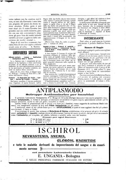 Medicina nuova periodico settimanale di scienze mediche, giurisprudenza sanitaria, medicina sociale e interessi delle classi sanitarie