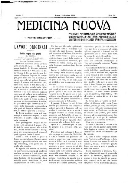 Medicina nuova periodico settimanale di scienze mediche, giurisprudenza sanitaria, medicina sociale e interessi delle classi sanitarie