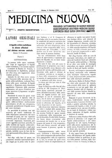 Medicina nuova periodico settimanale di scienze mediche, giurisprudenza sanitaria, medicina sociale e interessi delle classi sanitarie