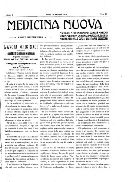 Medicina nuova periodico settimanale di scienze mediche, giurisprudenza sanitaria, medicina sociale e interessi delle classi sanitarie