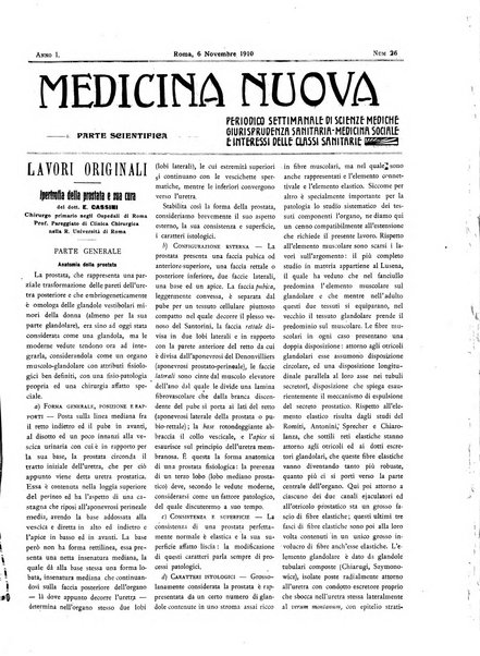 Medicina nuova periodico settimanale di scienze mediche, giurisprudenza sanitaria, medicina sociale e interessi delle classi sanitarie