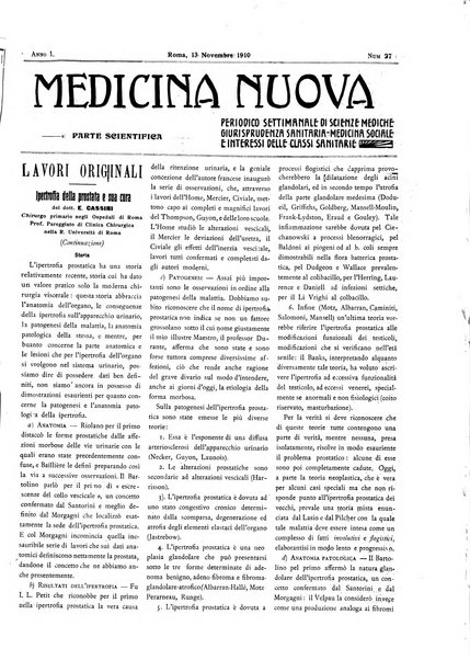 Medicina nuova periodico settimanale di scienze mediche, giurisprudenza sanitaria, medicina sociale e interessi delle classi sanitarie