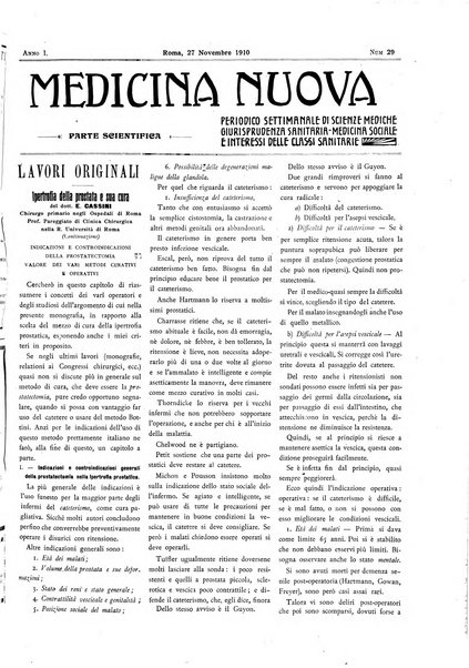 Medicina nuova periodico settimanale di scienze mediche, giurisprudenza sanitaria, medicina sociale e interessi delle classi sanitarie