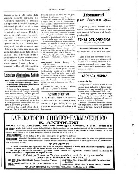 Medicina nuova periodico settimanale di scienze mediche, giurisprudenza sanitaria, medicina sociale e interessi delle classi sanitarie