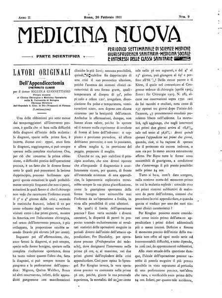 Medicina nuova periodico settimanale di scienze mediche, giurisprudenza sanitaria, medicina sociale e interessi delle classi sanitarie