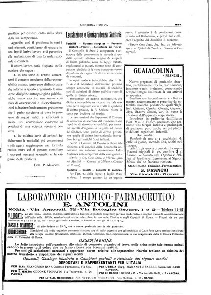 Medicina nuova periodico settimanale di scienze mediche, giurisprudenza sanitaria, medicina sociale e interessi delle classi sanitarie