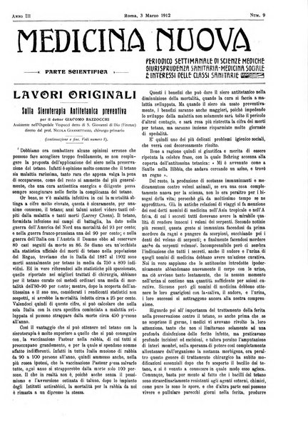 Medicina nuova periodico settimanale di scienze mediche, giurisprudenza sanitaria, medicina sociale e interessi delle classi sanitarie