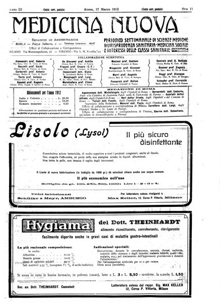 Medicina nuova periodico settimanale di scienze mediche, giurisprudenza sanitaria, medicina sociale e interessi delle classi sanitarie