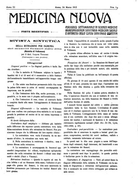 Medicina nuova periodico settimanale di scienze mediche, giurisprudenza sanitaria, medicina sociale e interessi delle classi sanitarie