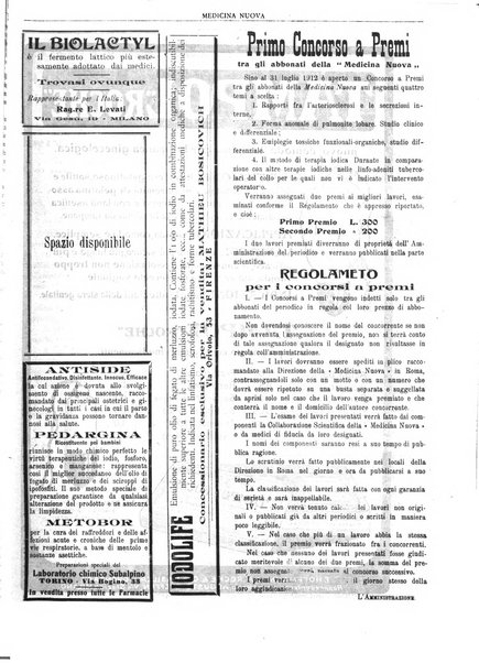 Medicina nuova periodico settimanale di scienze mediche, giurisprudenza sanitaria, medicina sociale e interessi delle classi sanitarie