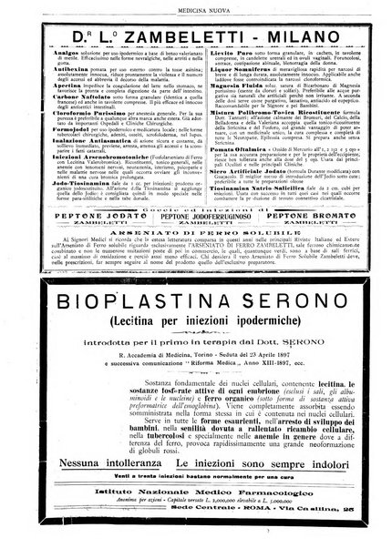 Medicina nuova periodico settimanale di scienze mediche, giurisprudenza sanitaria, medicina sociale e interessi delle classi sanitarie