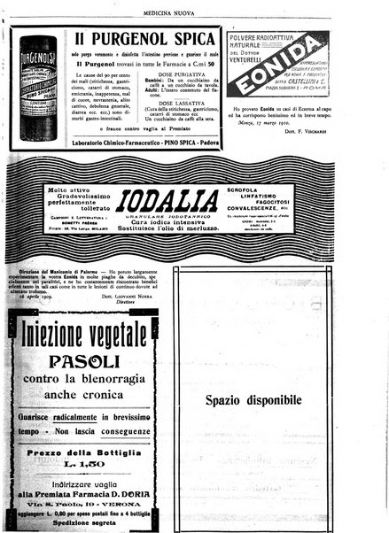 Medicina nuova periodico settimanale di scienze mediche, giurisprudenza sanitaria, medicina sociale e interessi delle classi sanitarie