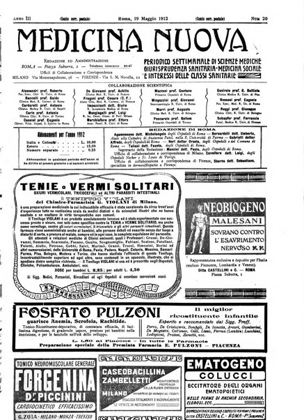 Medicina nuova periodico settimanale di scienze mediche, giurisprudenza sanitaria, medicina sociale e interessi delle classi sanitarie