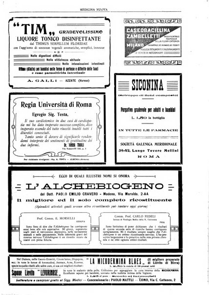 Medicina nuova periodico settimanale di scienze mediche, giurisprudenza sanitaria, medicina sociale e interessi delle classi sanitarie