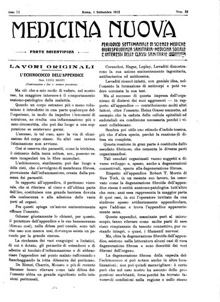 Medicina nuova periodico settimanale di scienze mediche, giurisprudenza sanitaria, medicina sociale e interessi delle classi sanitarie