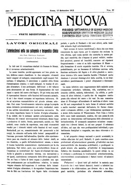 Medicina nuova periodico settimanale di scienze mediche, giurisprudenza sanitaria, medicina sociale e interessi delle classi sanitarie