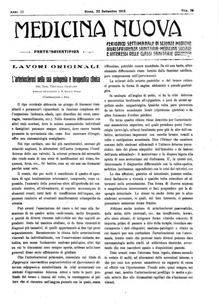 Medicina nuova periodico settimanale di scienze mediche, giurisprudenza sanitaria, medicina sociale e interessi delle classi sanitarie