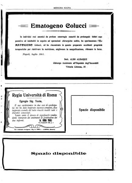 Medicina nuova periodico settimanale di scienze mediche, giurisprudenza sanitaria, medicina sociale e interessi delle classi sanitarie