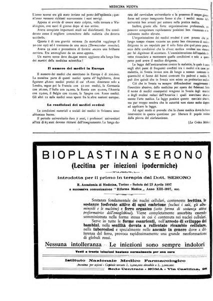 Medicina nuova periodico settimanale di scienze mediche, giurisprudenza sanitaria, medicina sociale e interessi delle classi sanitarie