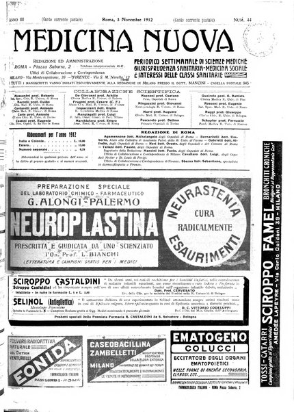 Medicina nuova periodico settimanale di scienze mediche, giurisprudenza sanitaria, medicina sociale e interessi delle classi sanitarie