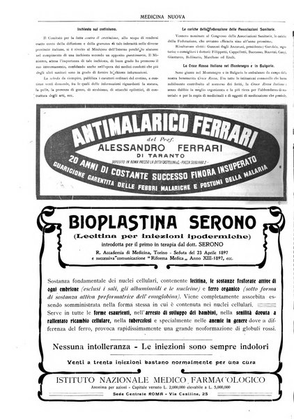 Medicina nuova periodico settimanale di scienze mediche, giurisprudenza sanitaria, medicina sociale e interessi delle classi sanitarie