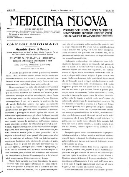 Medicina nuova periodico settimanale di scienze mediche, giurisprudenza sanitaria, medicina sociale e interessi delle classi sanitarie